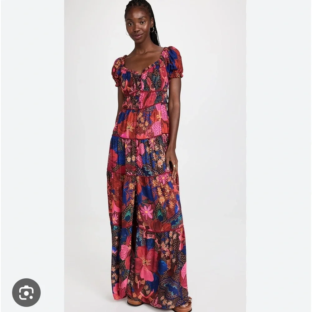 Farm Rio Dress mixed snake garden Sz S Small - Picture 4 of 6